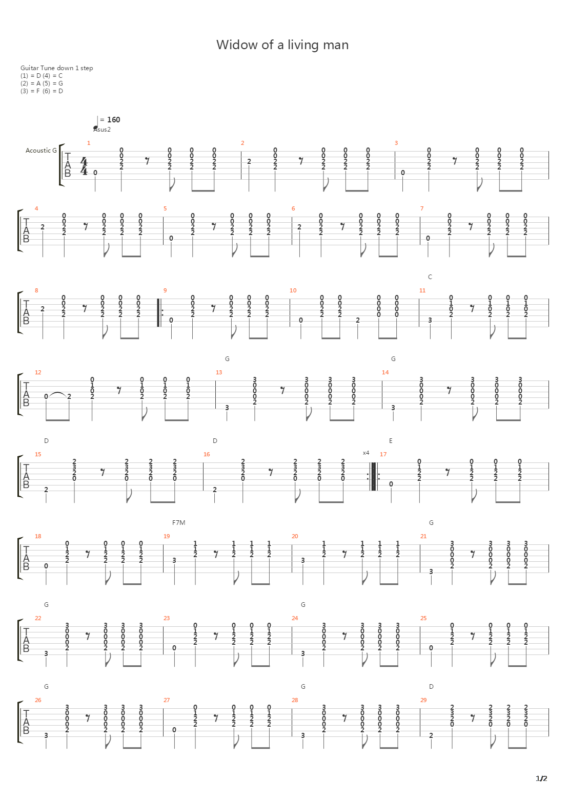 Widow Of A Living Man吉他谱