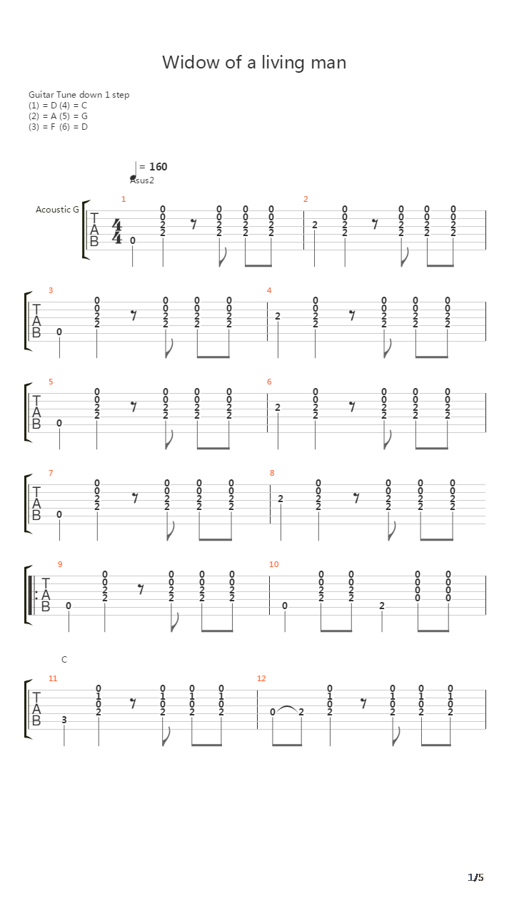 Widow Of A Living Man吉他谱