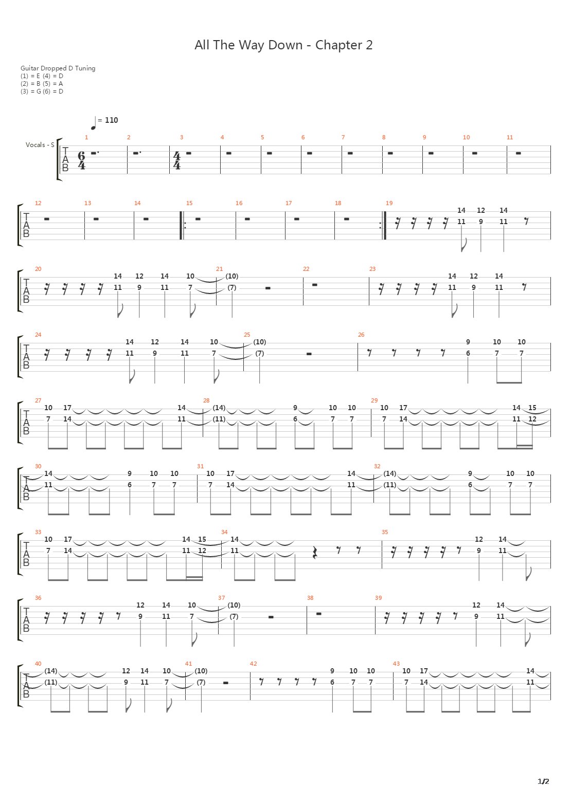 All The Way Down Chapter 2吉他谱