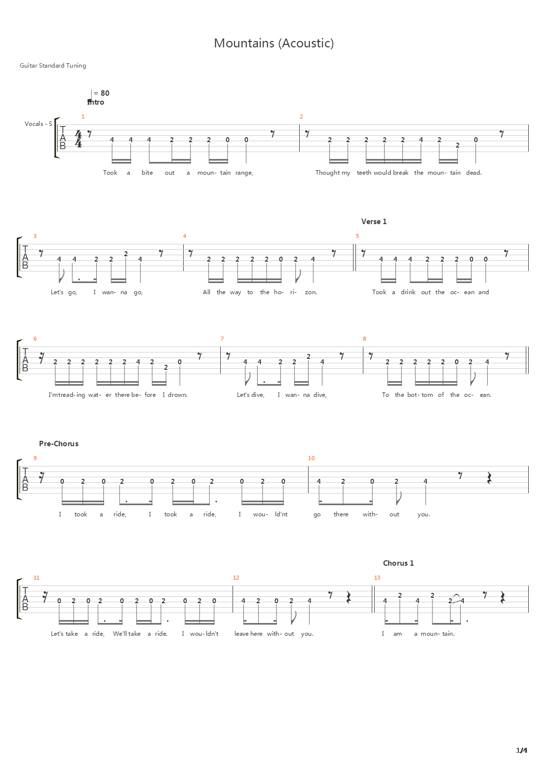 Mountains吉他谱