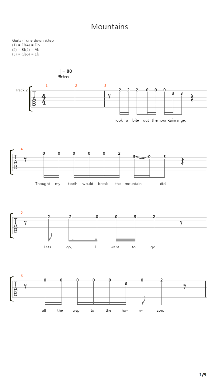 Mountains吉他谱