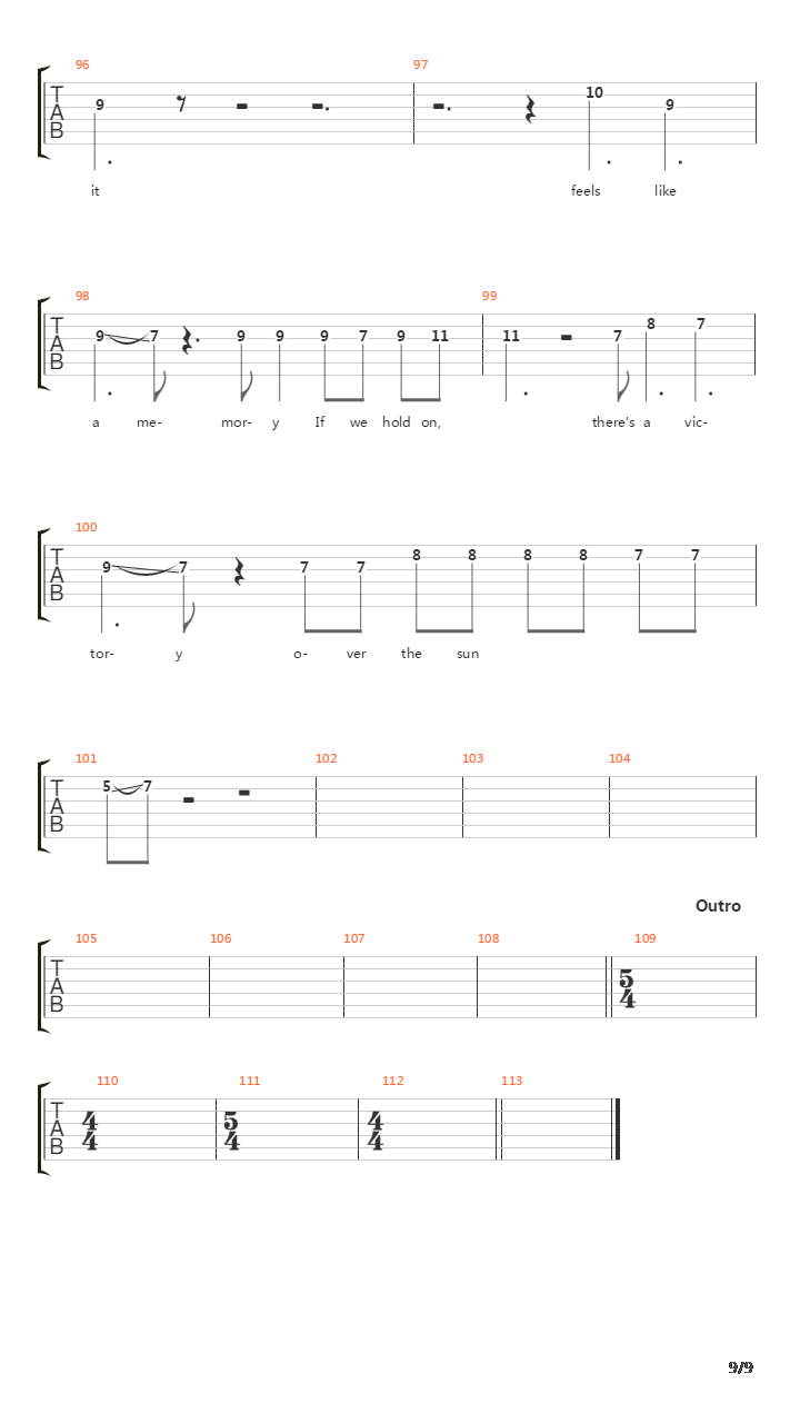 Victory Over The Sun吉他谱