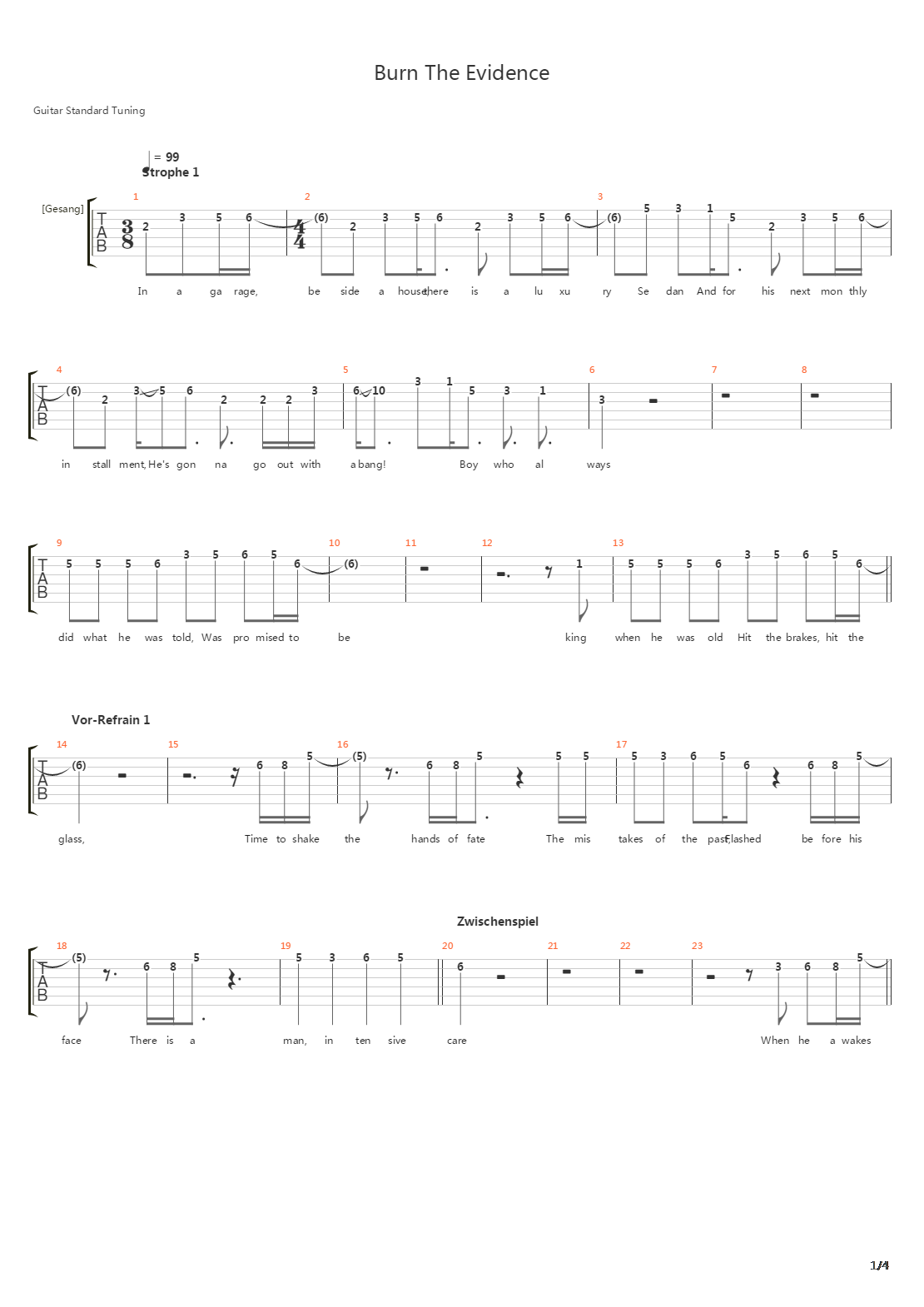 Burn The Evidence吉他谱