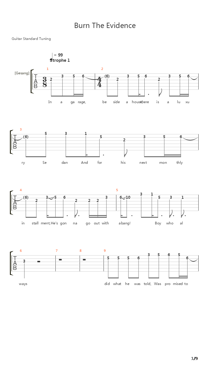 Burn The Evidence吉他谱