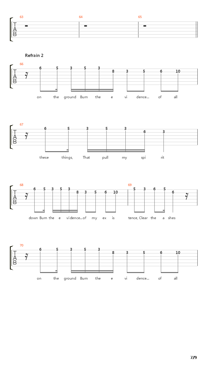 Burn The Evidence吉他谱