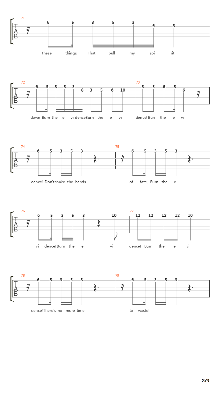 Burn The Evidence吉他谱