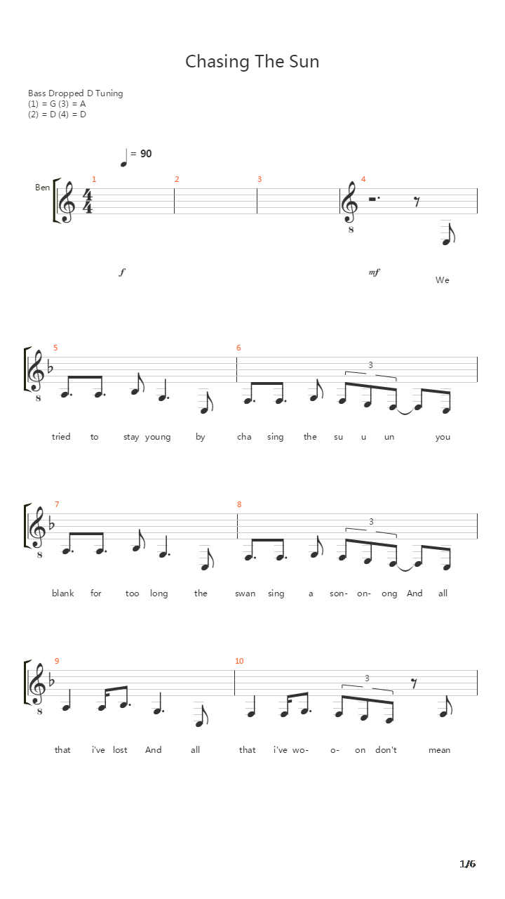 Chasing The Sun吉他谱