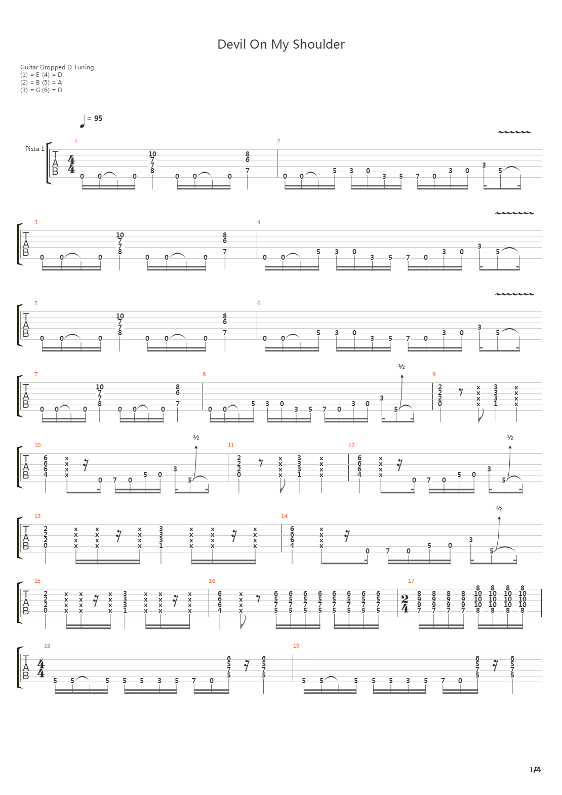 Devil On My Shoulder吉他谱