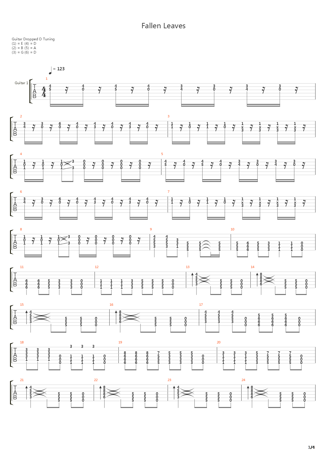Fallen Leaves吉他谱