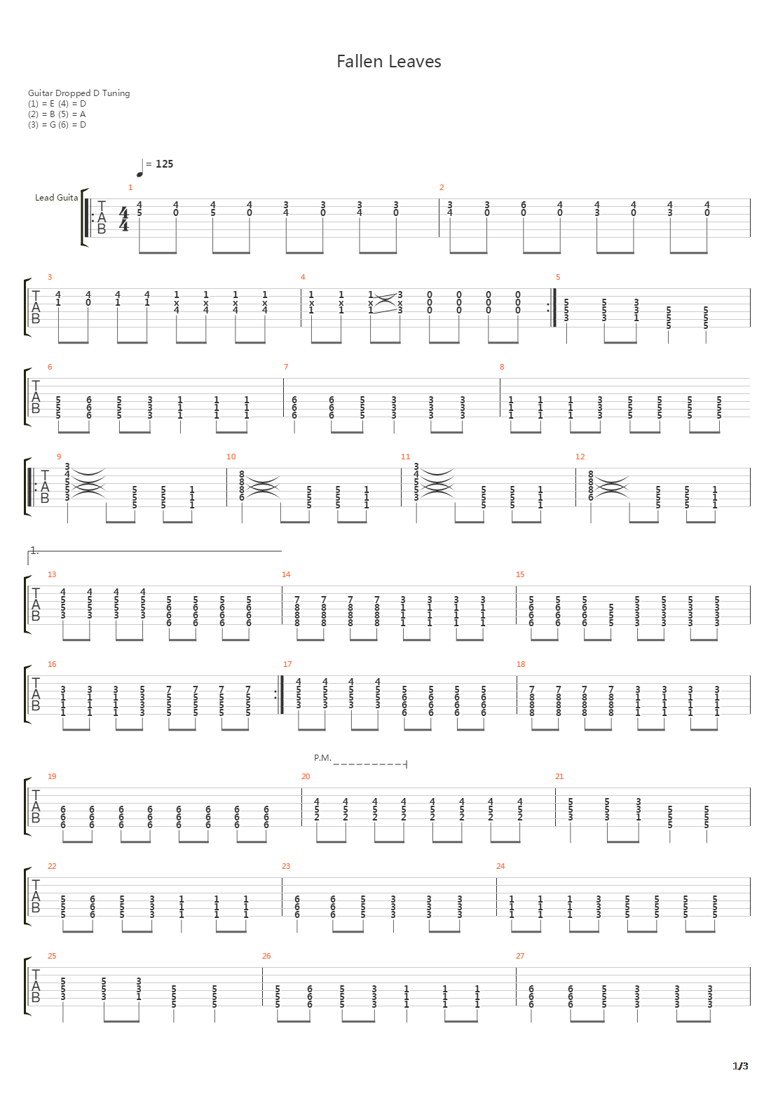 Fallen Leaves吉他谱