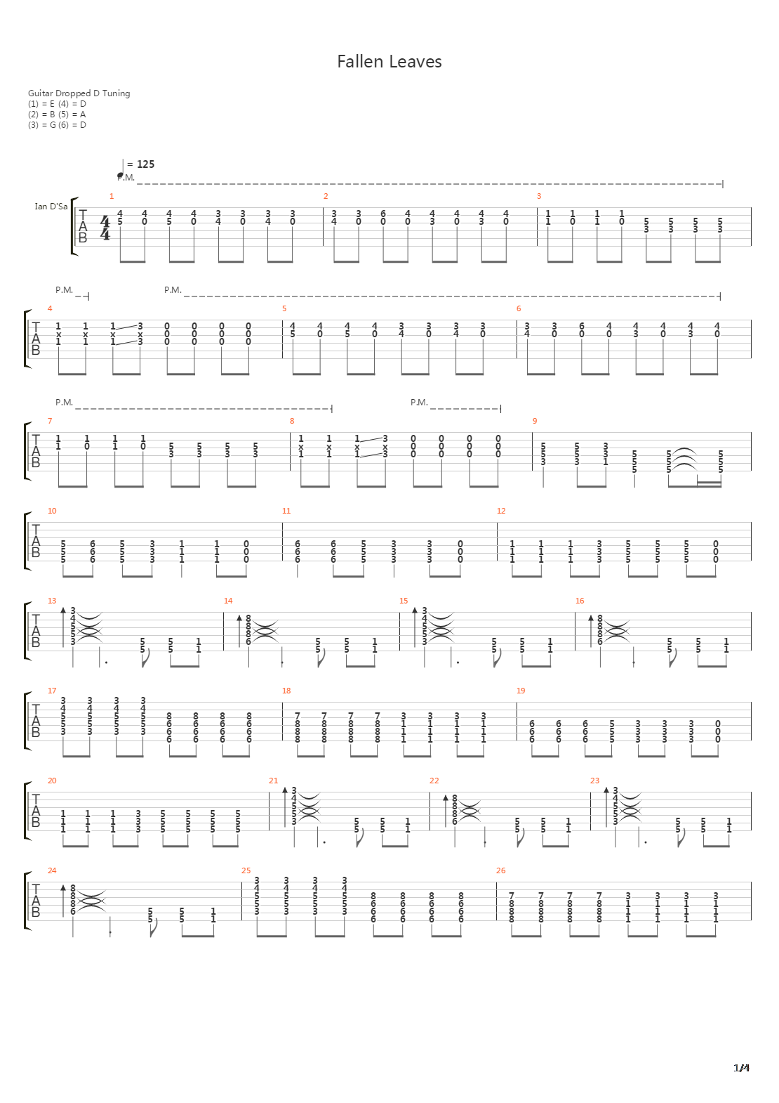Fallen Leaves吉他谱
