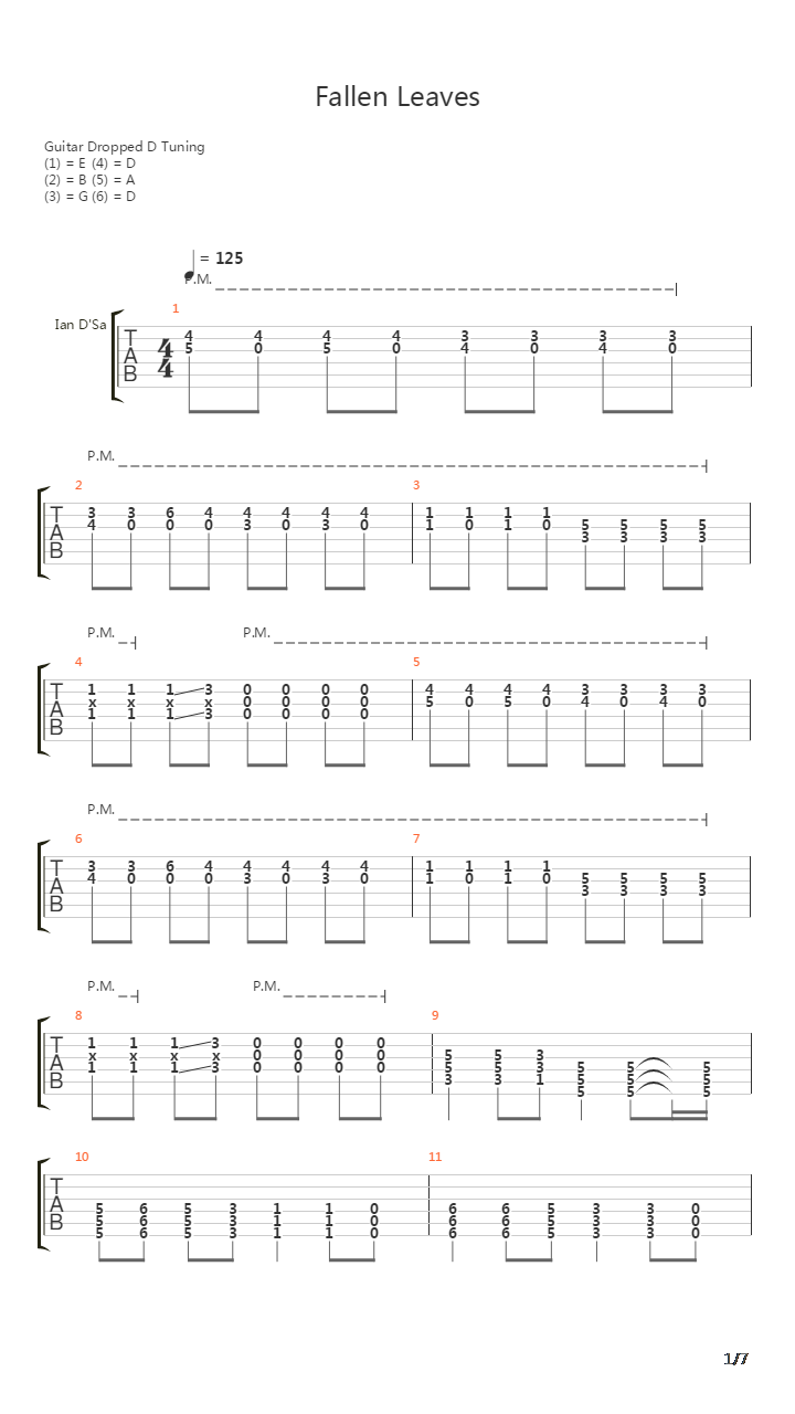 Fallen Leaves吉他谱