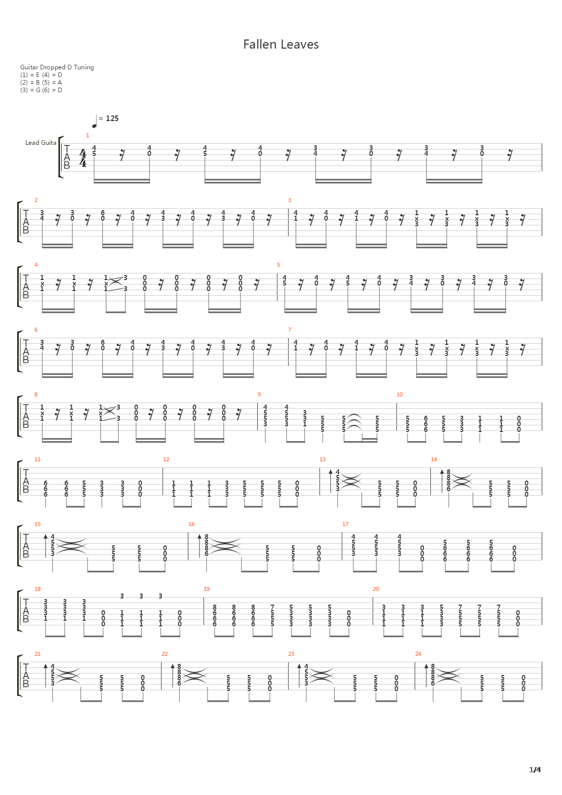 Fallen Leaves吉他谱