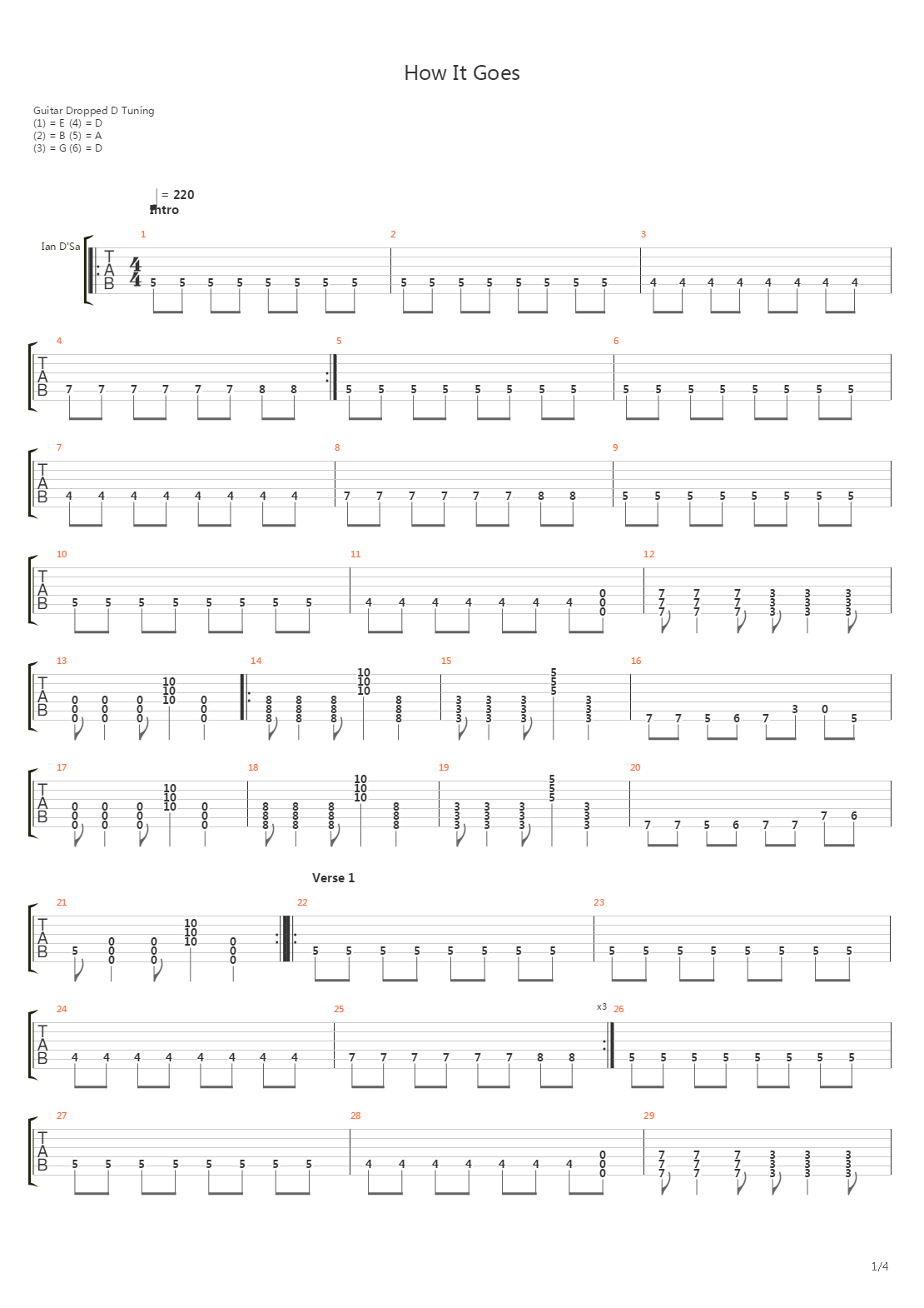 How It Goes吉他谱