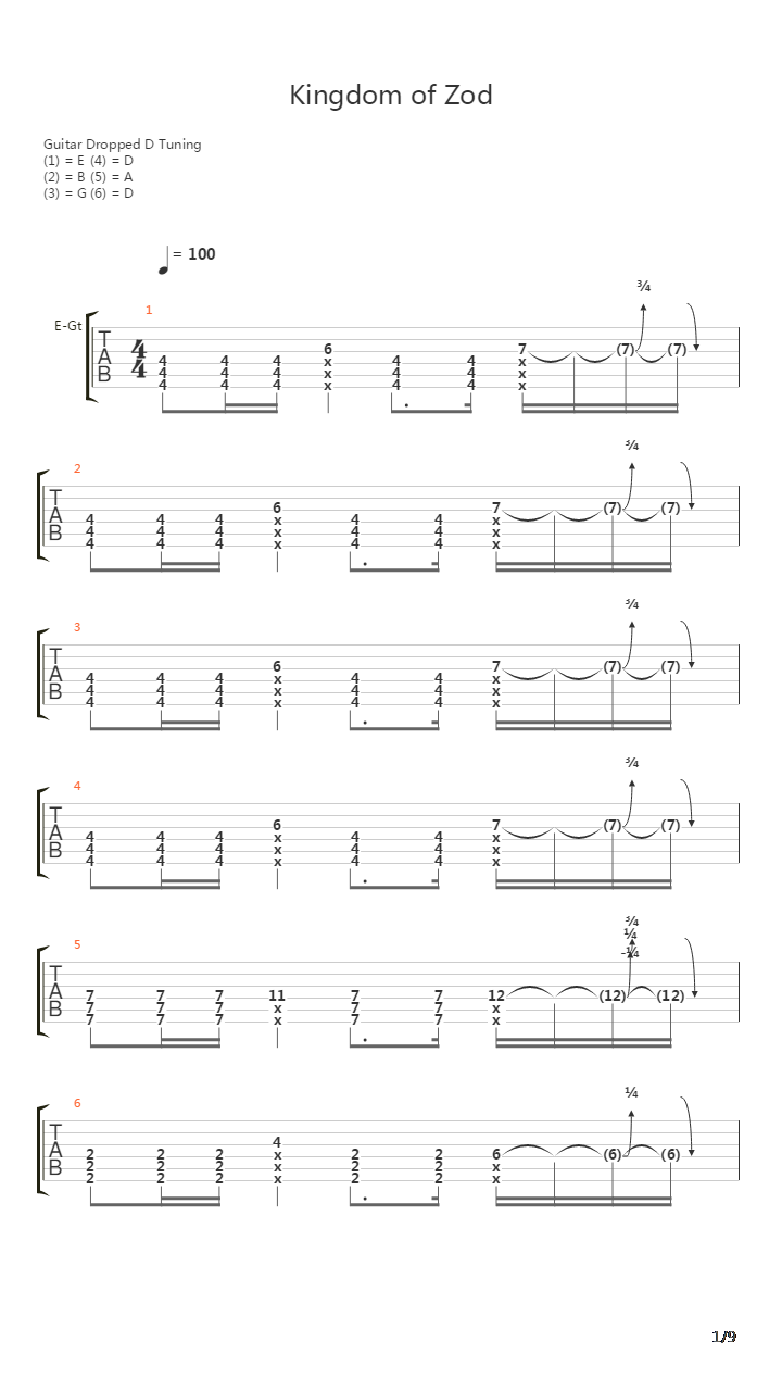 Kingdom Of Zod吉他谱