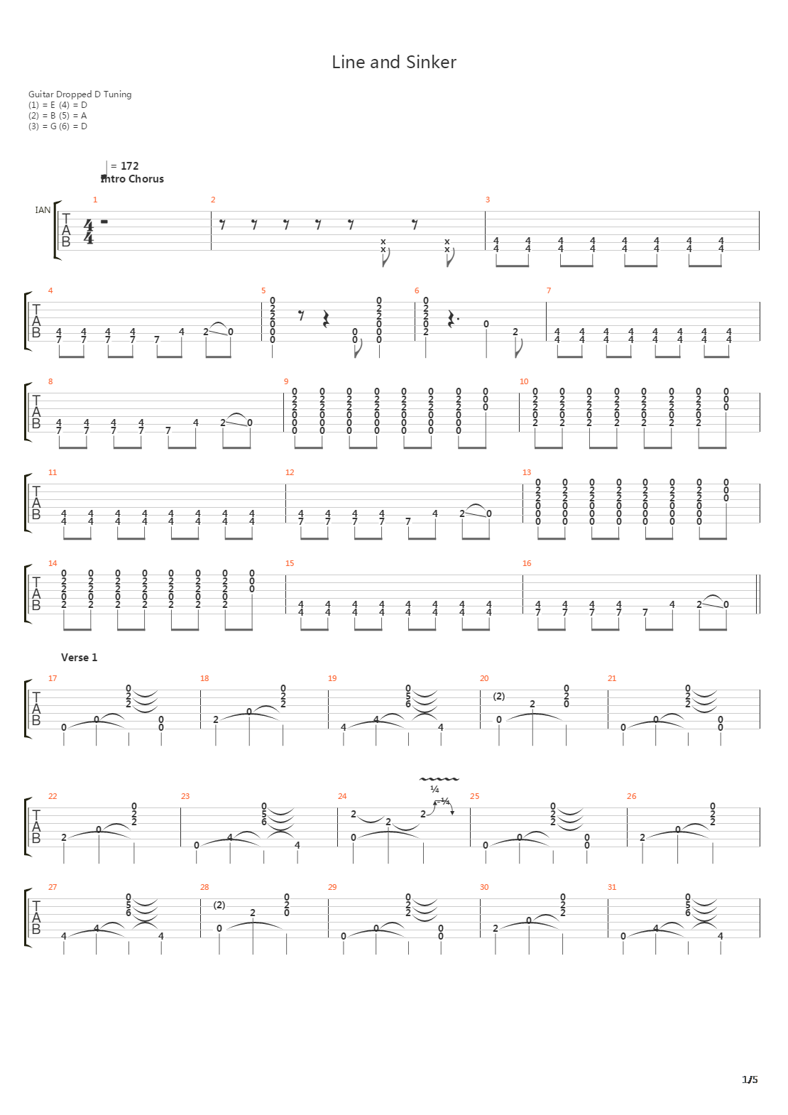 Line And Sinker吉他谱