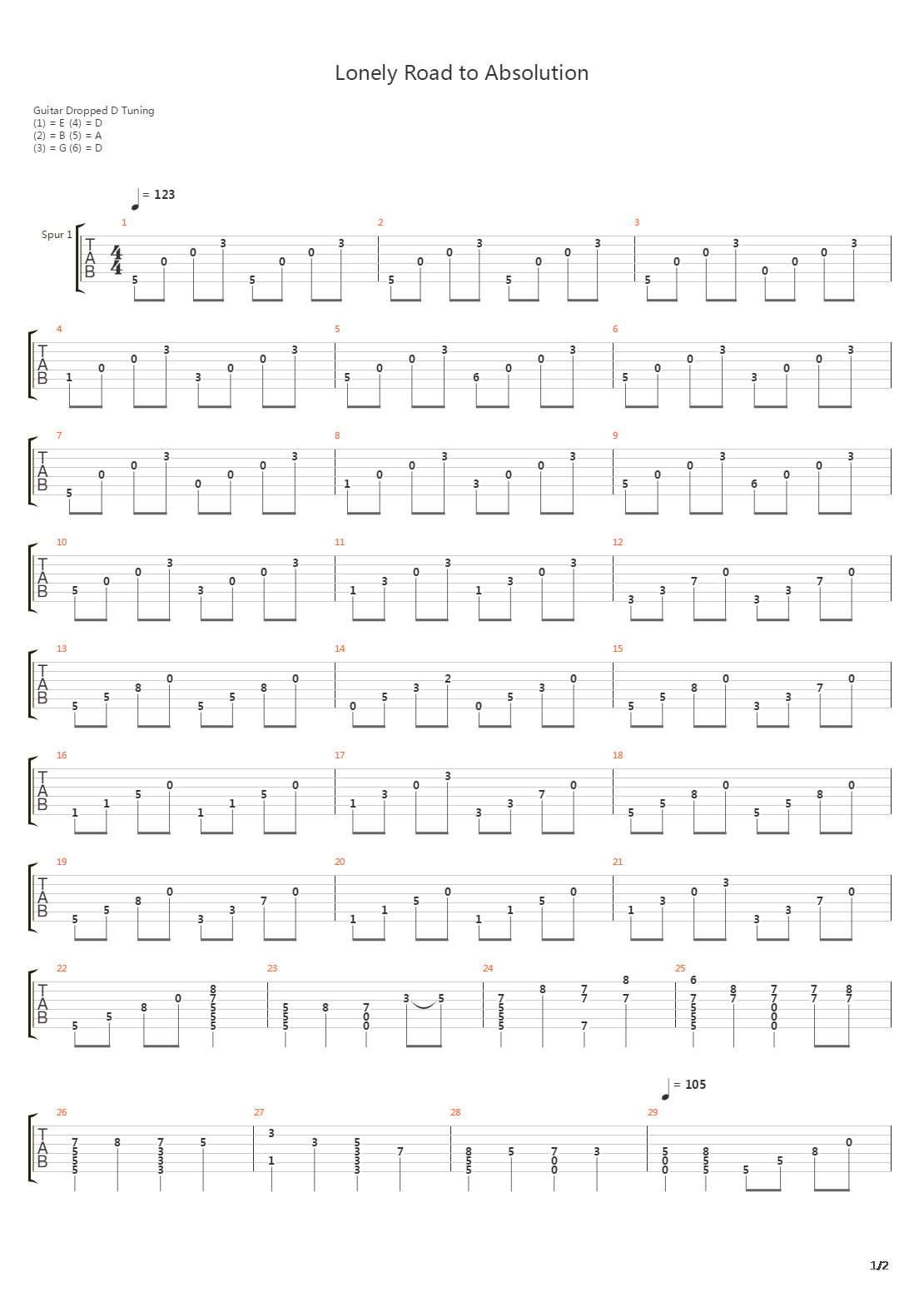Lonely Road To Absolution吉他谱