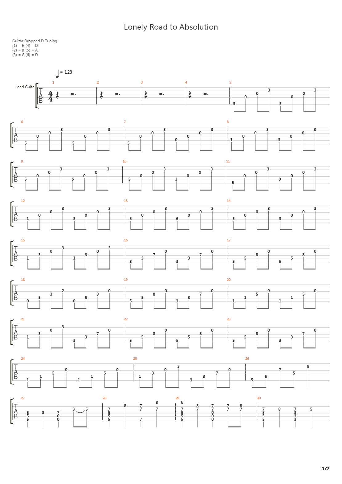 Lonely Road To Absolution吉他谱