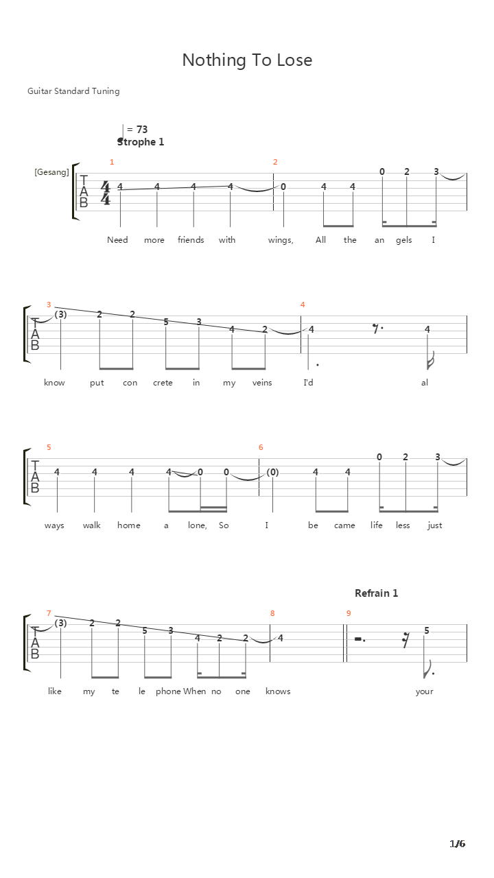 Nothing To Lose吉他谱