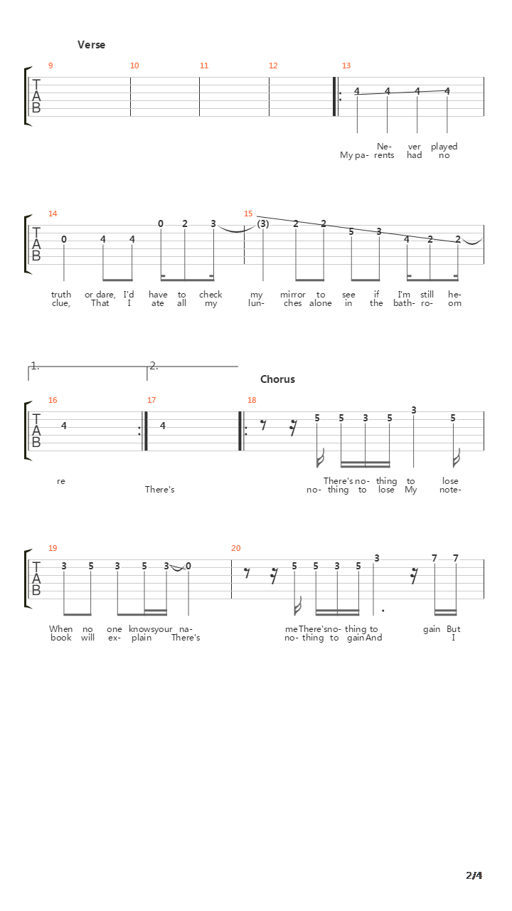 Nothing To Lose吉他谱