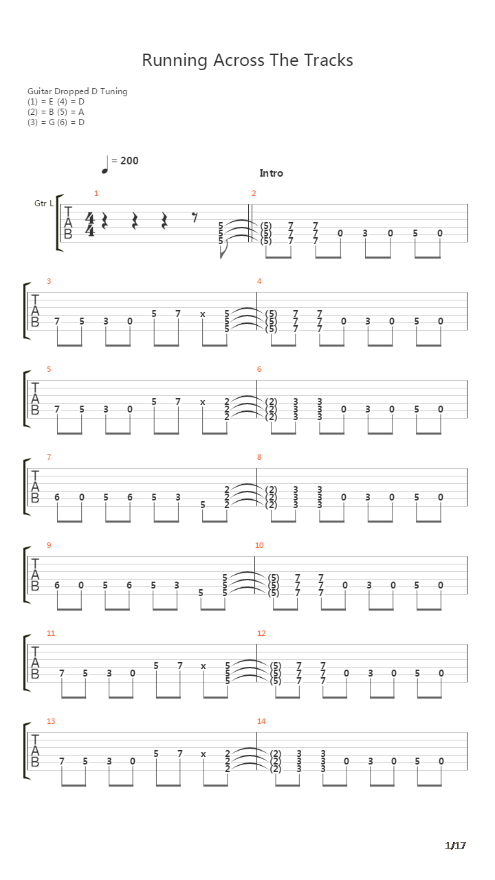 Running Across The Tracks吉他谱