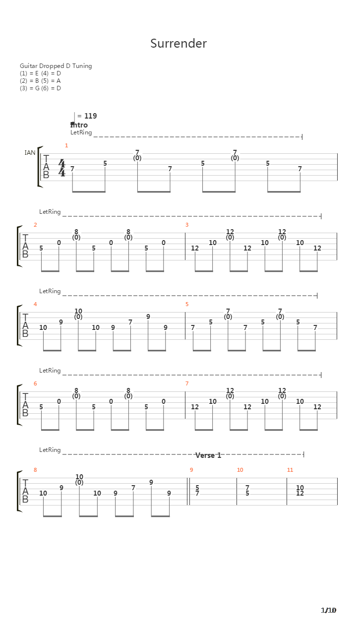Surrender吉他谱
