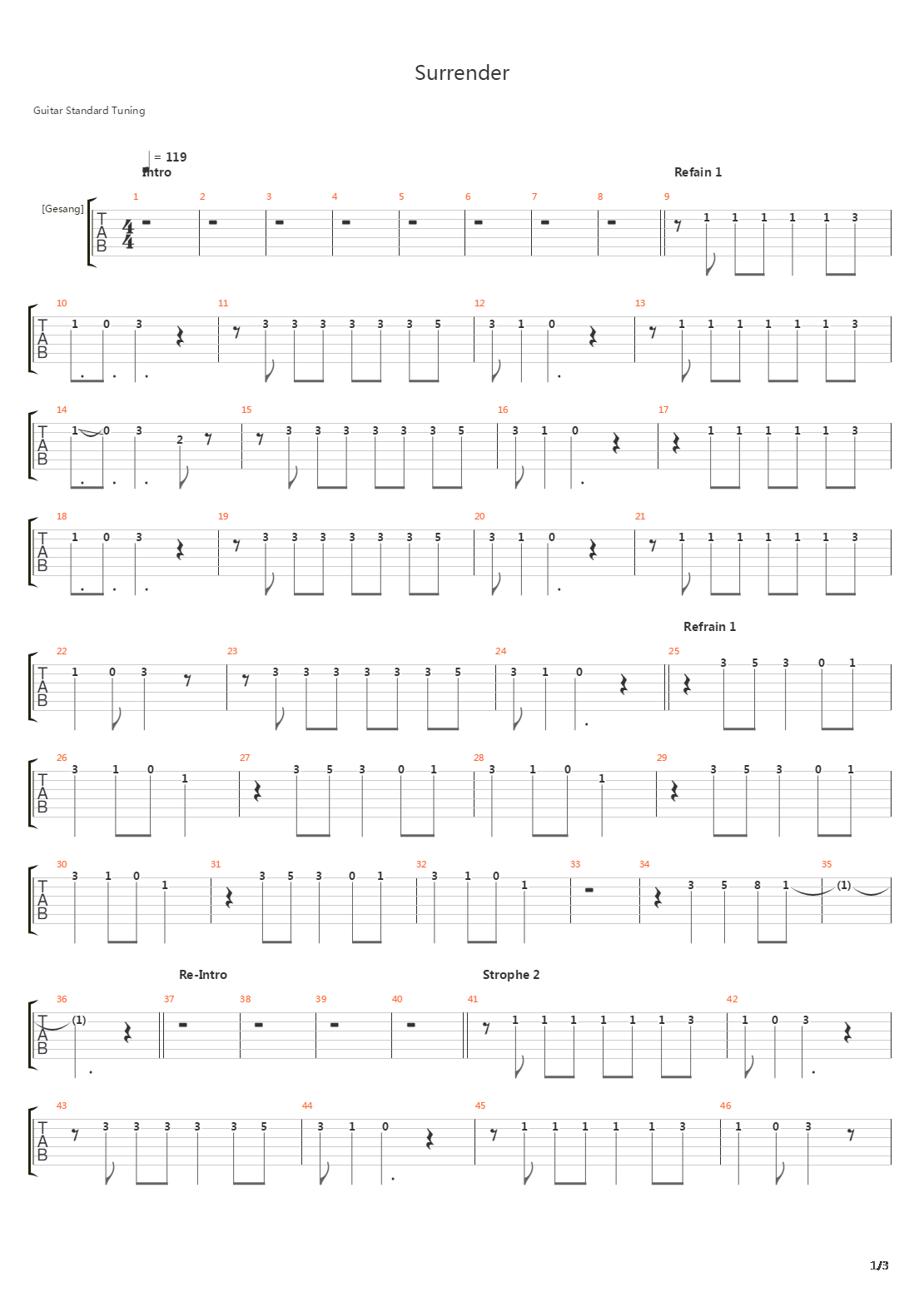 Surrender吉他谱