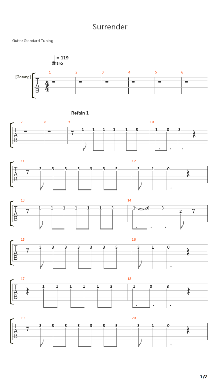 Surrender吉他谱