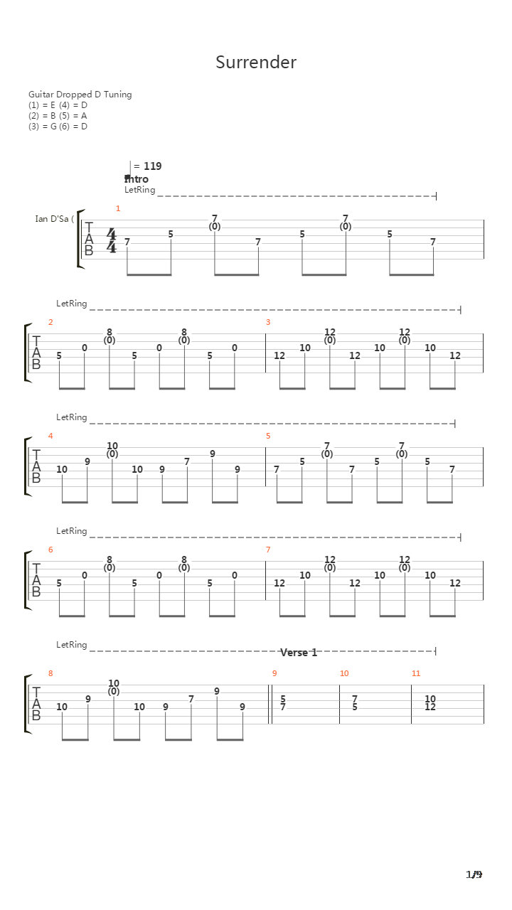 Surrender吉他谱