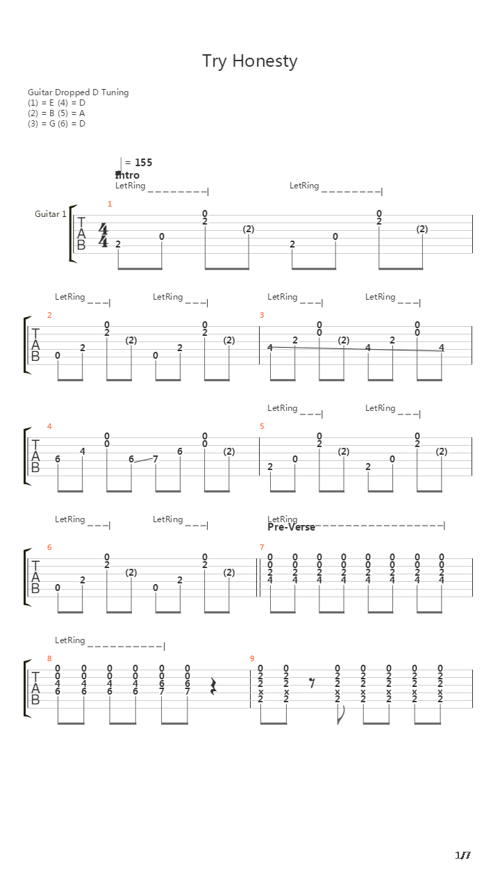 Try Honesty吉他谱