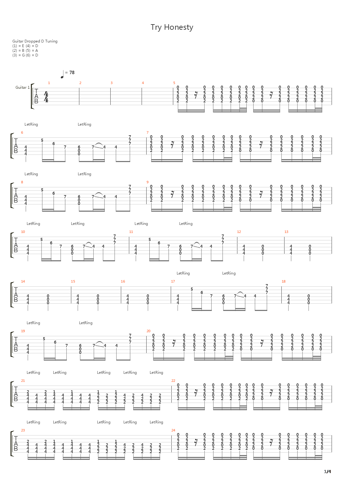 Try Honesty吉他谱