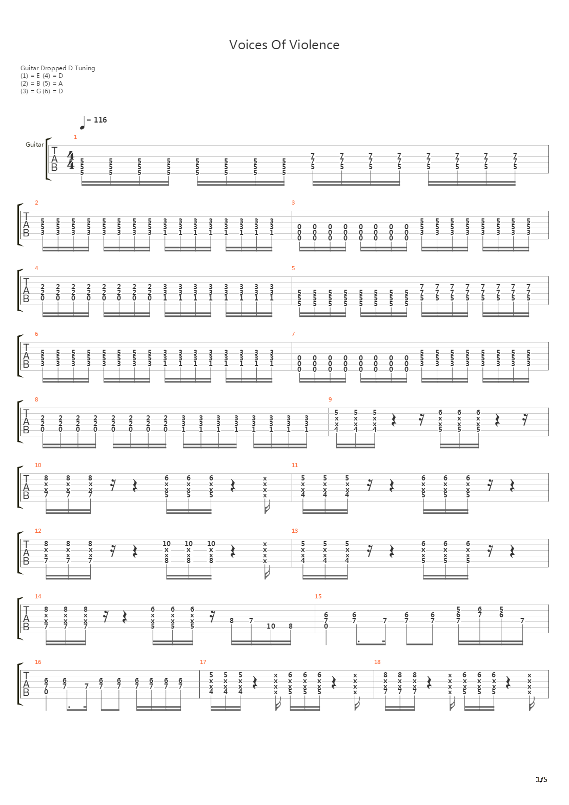 Voices Of Violence吉他谱
