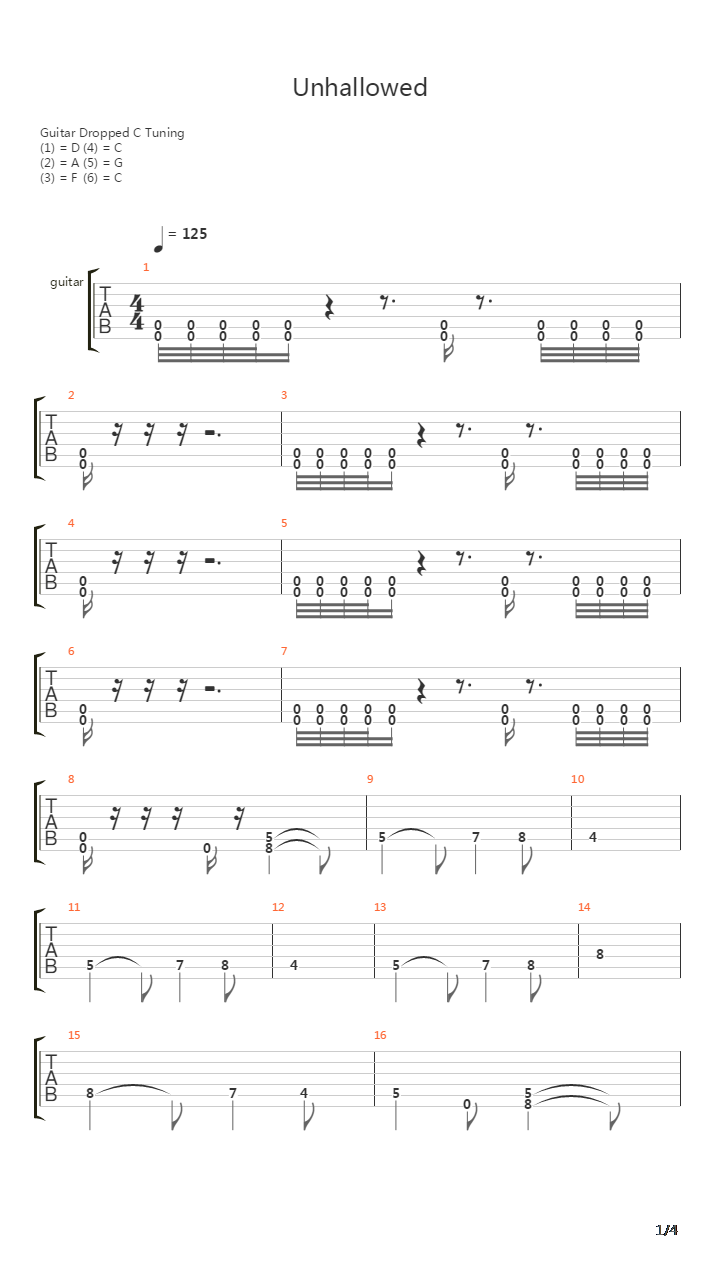 Unhallowed吉他谱