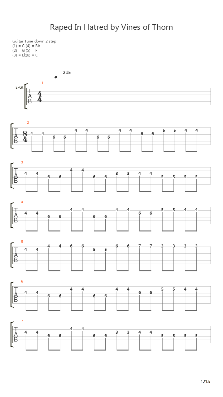Raped In Hatred By Vines Of Thorn吉他谱