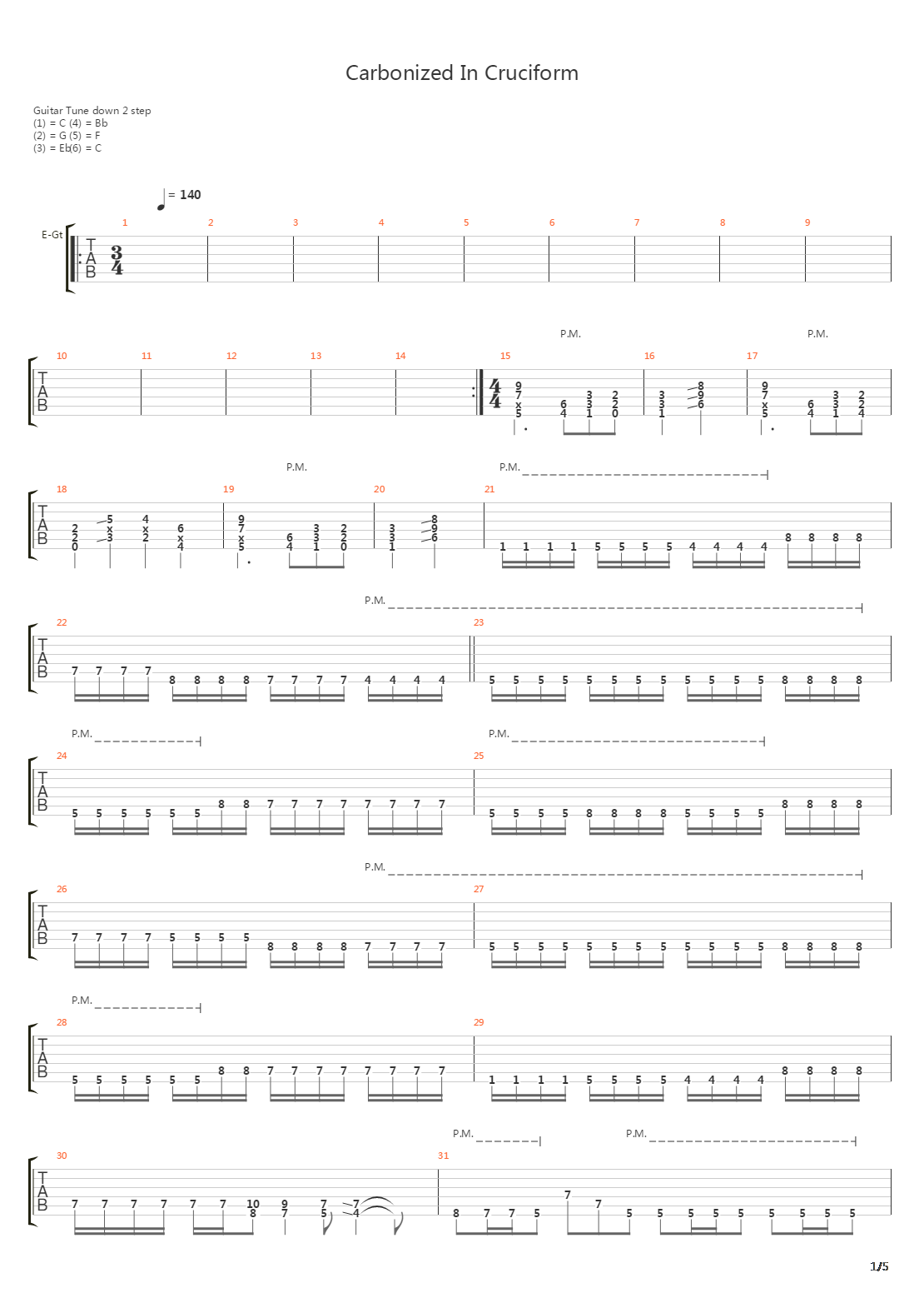 Carbonized In Cruciform吉他谱