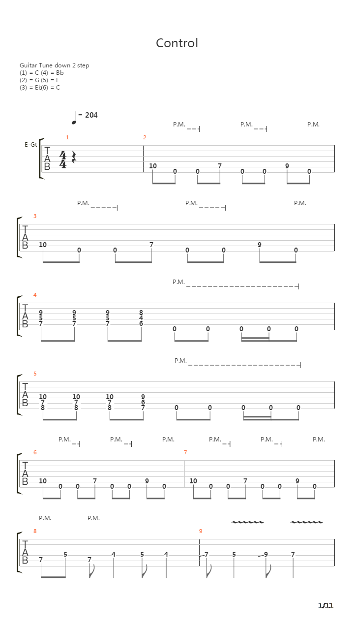 Control吉他谱