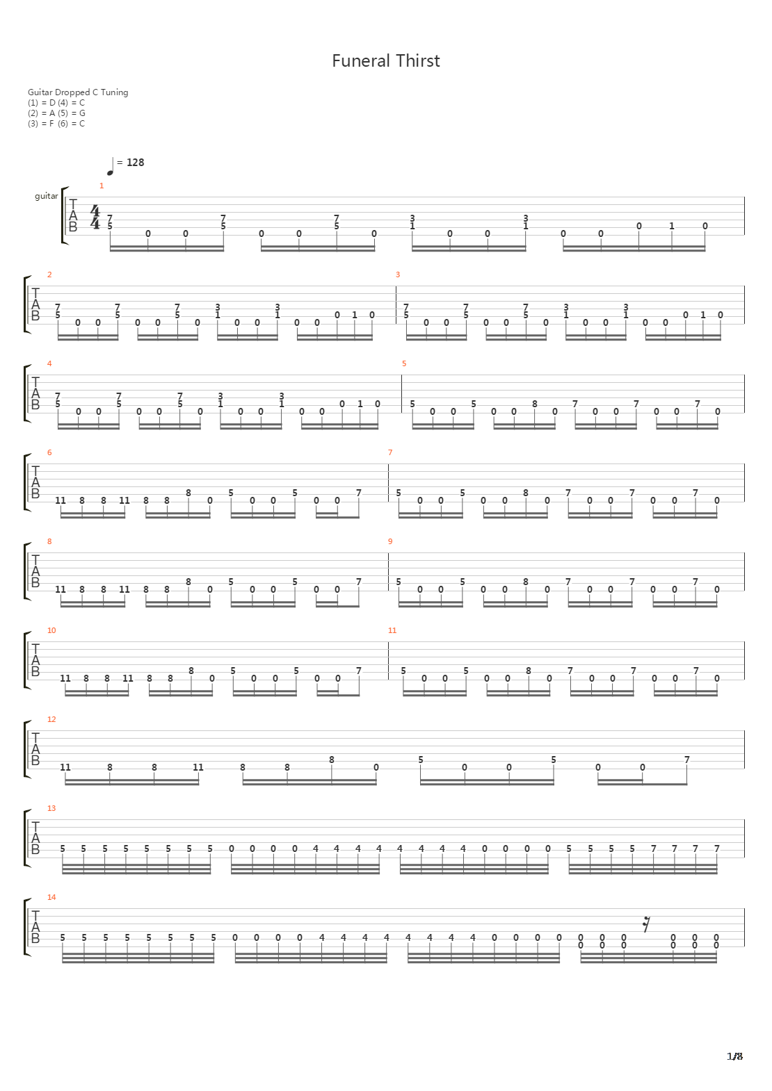 Funeral Thirst吉他谱