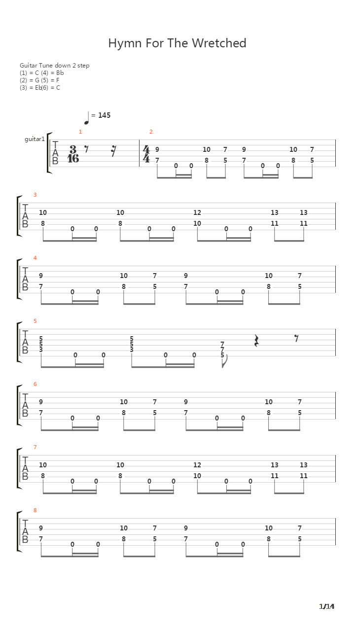 Hymn For The Wretched吉他谱