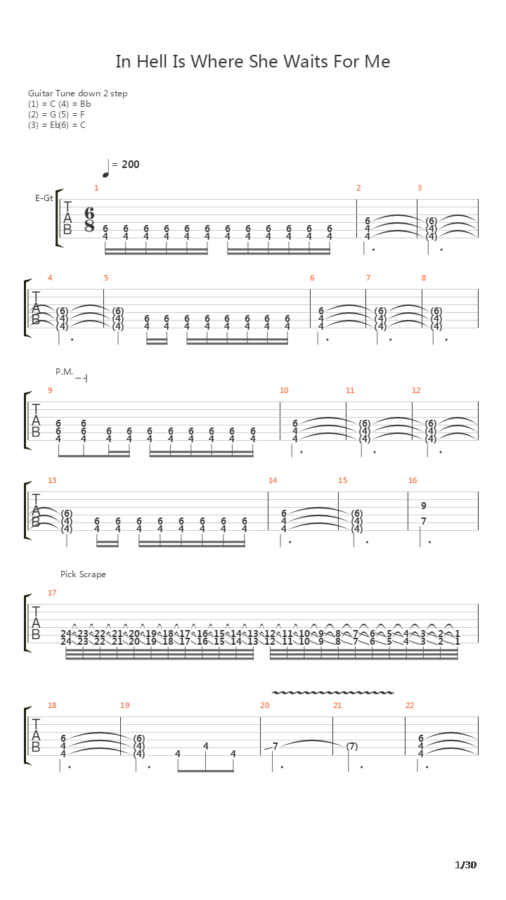In Hell Is Where She Waits For Me吉他谱
