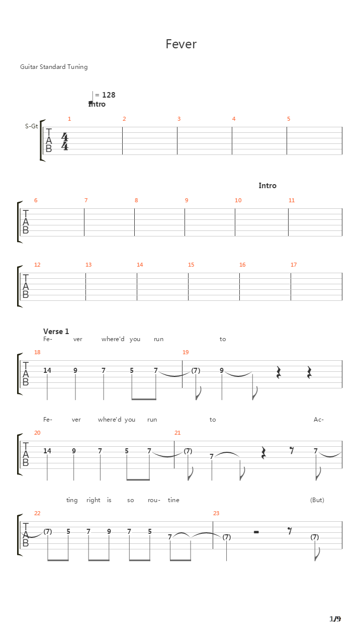 Fever吉他谱