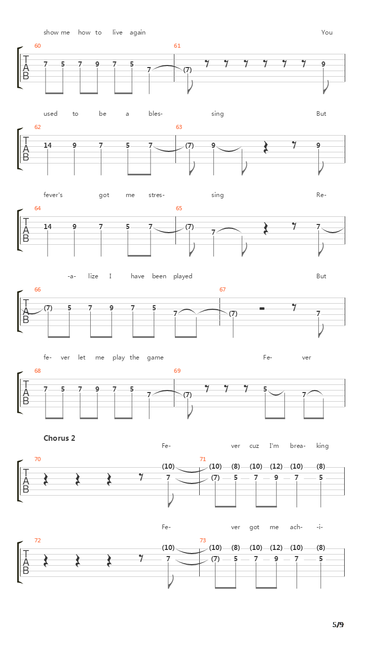 Fever吉他谱