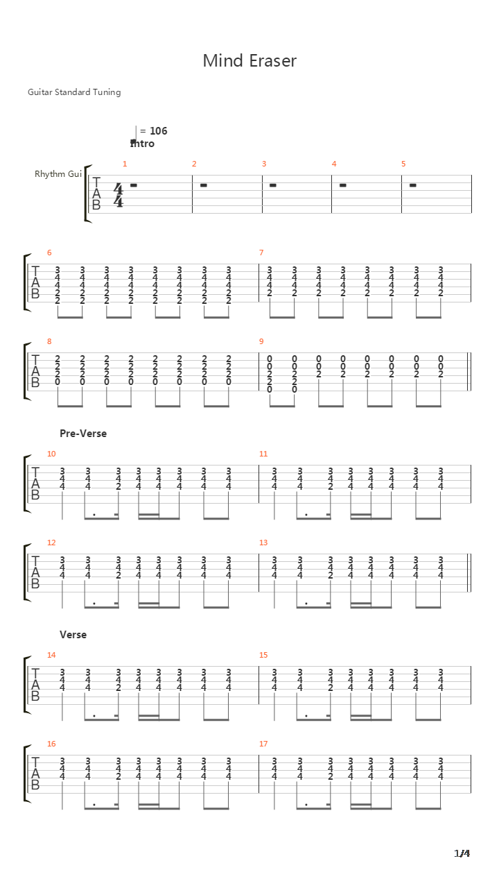 Mind Eraser吉他谱