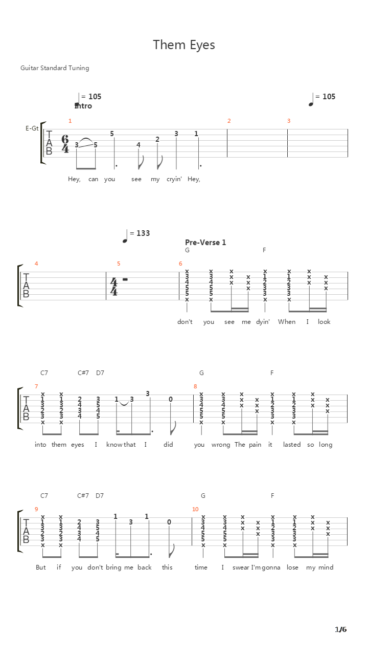 Them Eyes吉他谱