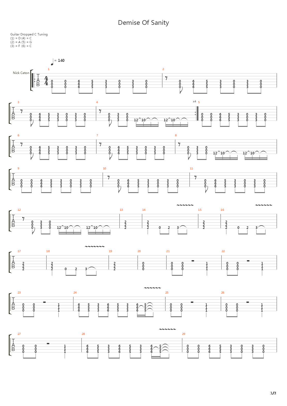 Demise Of Sanity吉他谱