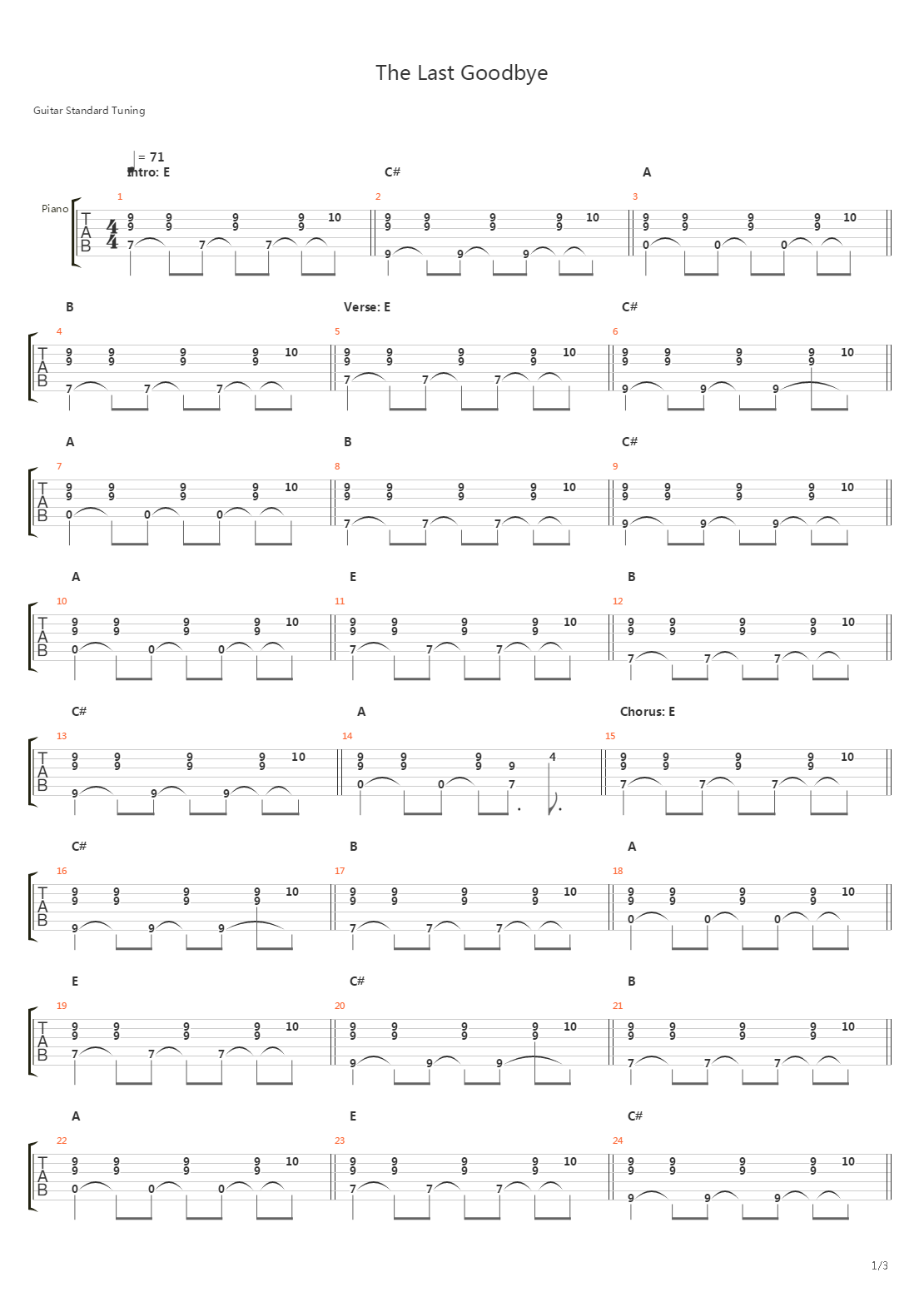 Last Goodbye吉他谱