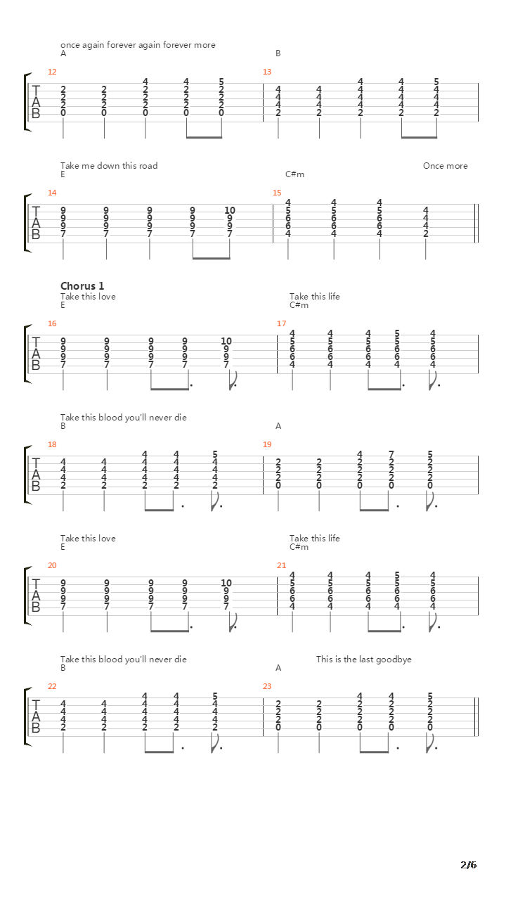 Last Goodbye吉他谱