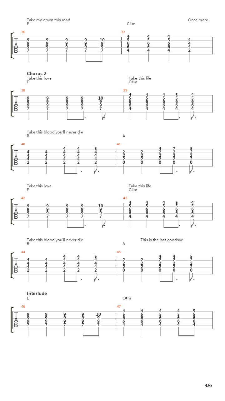 Last Goodbye吉他谱