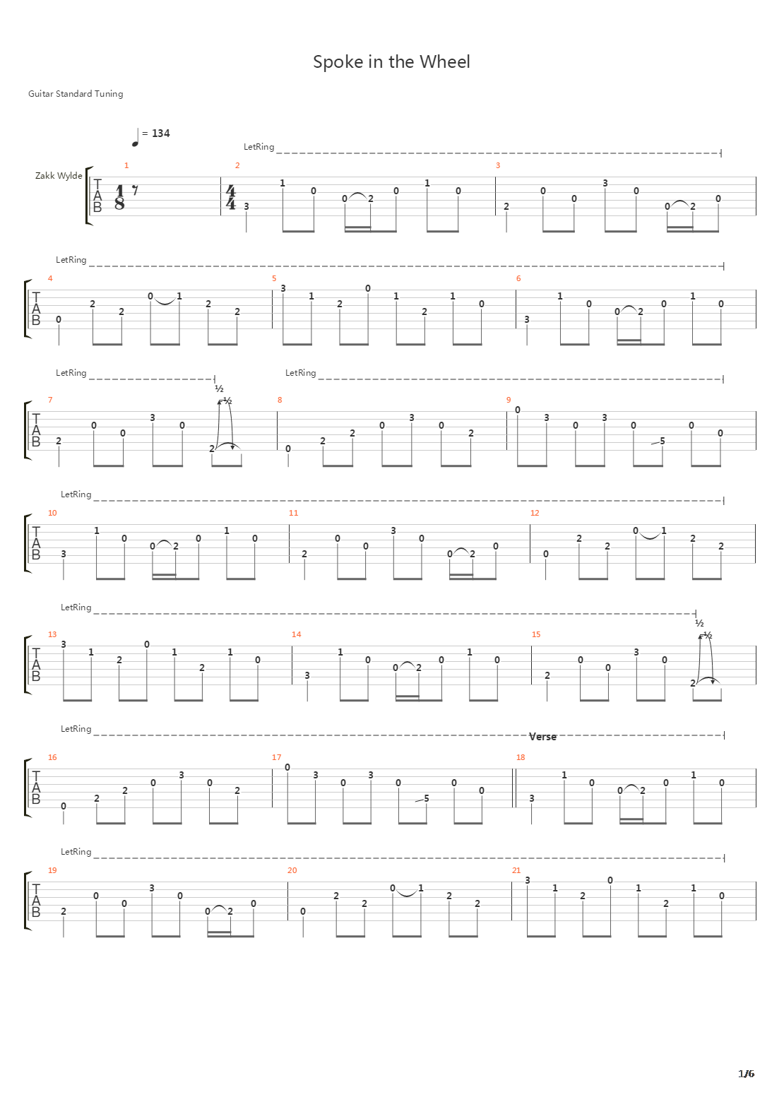 Spoke In The Wheel吉他谱