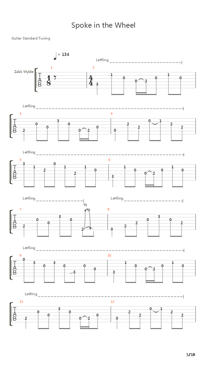 Spoke In The Wheel吉他谱