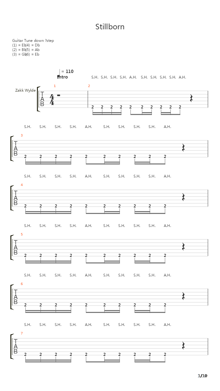 Stillborn吉他谱